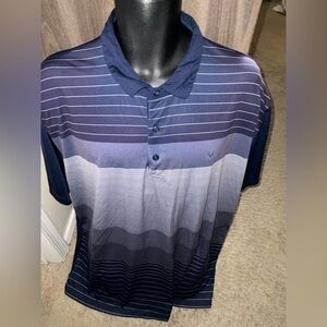 Men’s used Callaway blue striped golf polo shirt size 2XL XXL